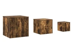 Mesas de apoio 3 pcs derivados de madeira cor carvalho fumado