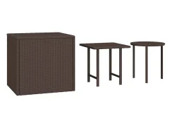Mesas de apoio 3 pcs vime PE castanho PT430165