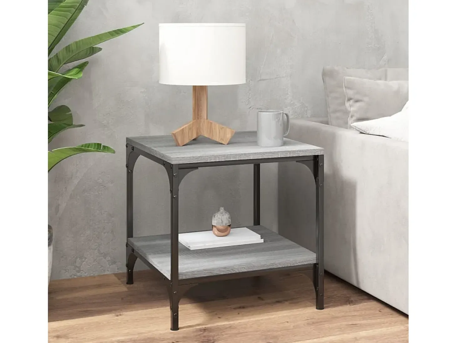 Mesas de apoio 2 pcs 40x40x40 cm derivados madeira cinza sonoma PT466146