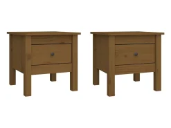 Mesas de apoio 2 pcs 40x40x39 cm pinho maciço castanho mel PT522955