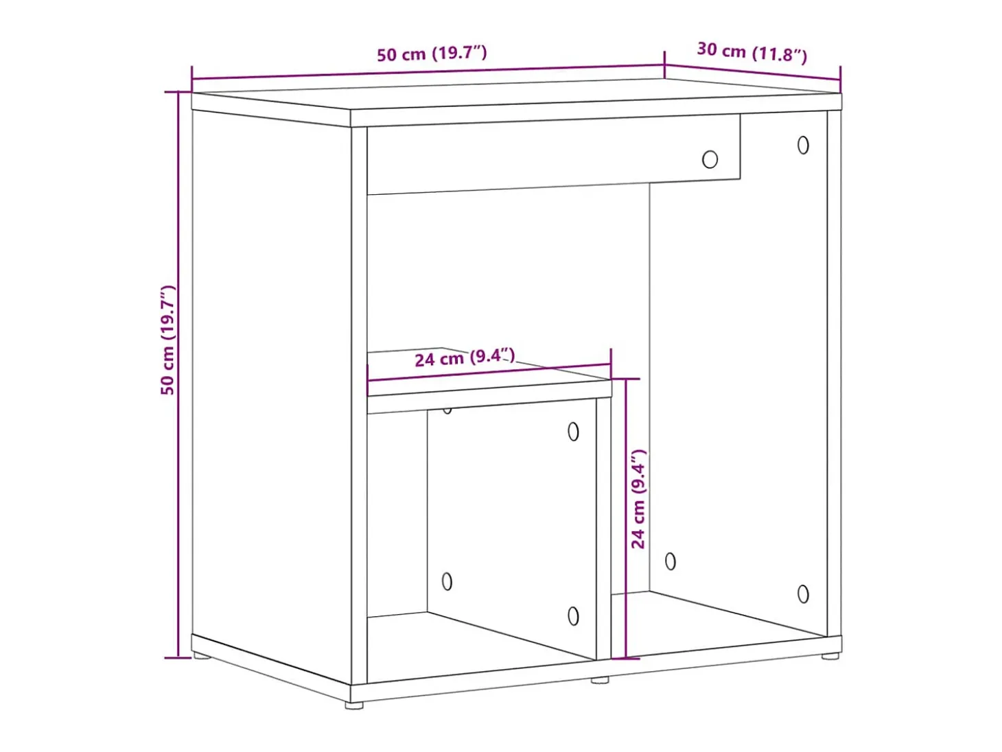 Mesas de apoio 2 pcs 50x30x50 cm derivados de madeira branco
