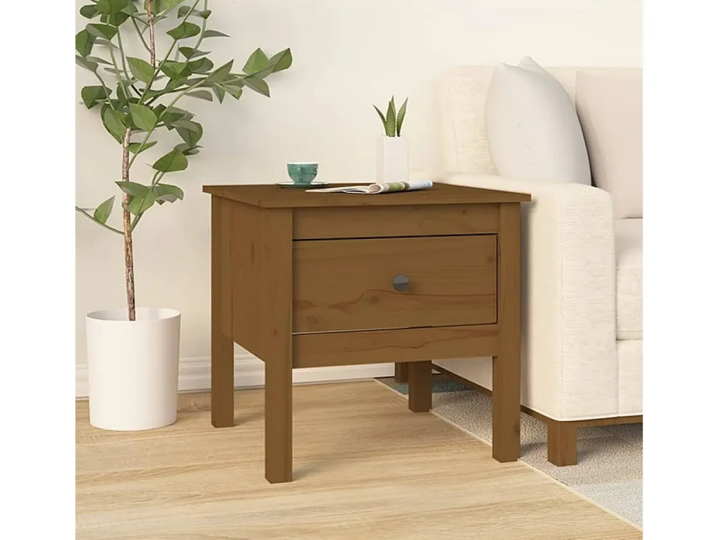 Mesas de apoio 2 pcs 50x50x49 cm pinho maciço castanho mel PT135361