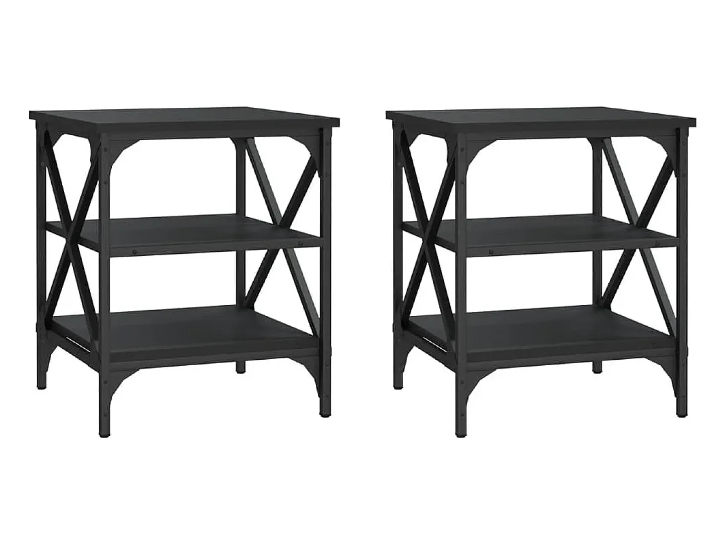 Mesas de apoio 2 pcs 40x42x50 cm derivados de madeira preto PT739738