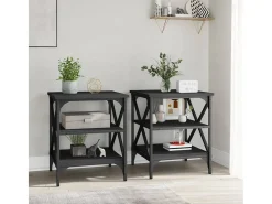 Mesas de apoio 2 pcs 40x42x50 cm derivados de madeira preto PT739738