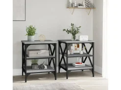 Mesas de apoio 2 pcs 40x42x50 cm derivados madeira cinza sonoma PT377856