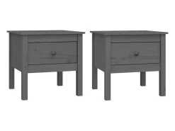 Mesas de apoio 2 pcs 50x50x49 cm madeira de pinho maciça Cinza PT443544