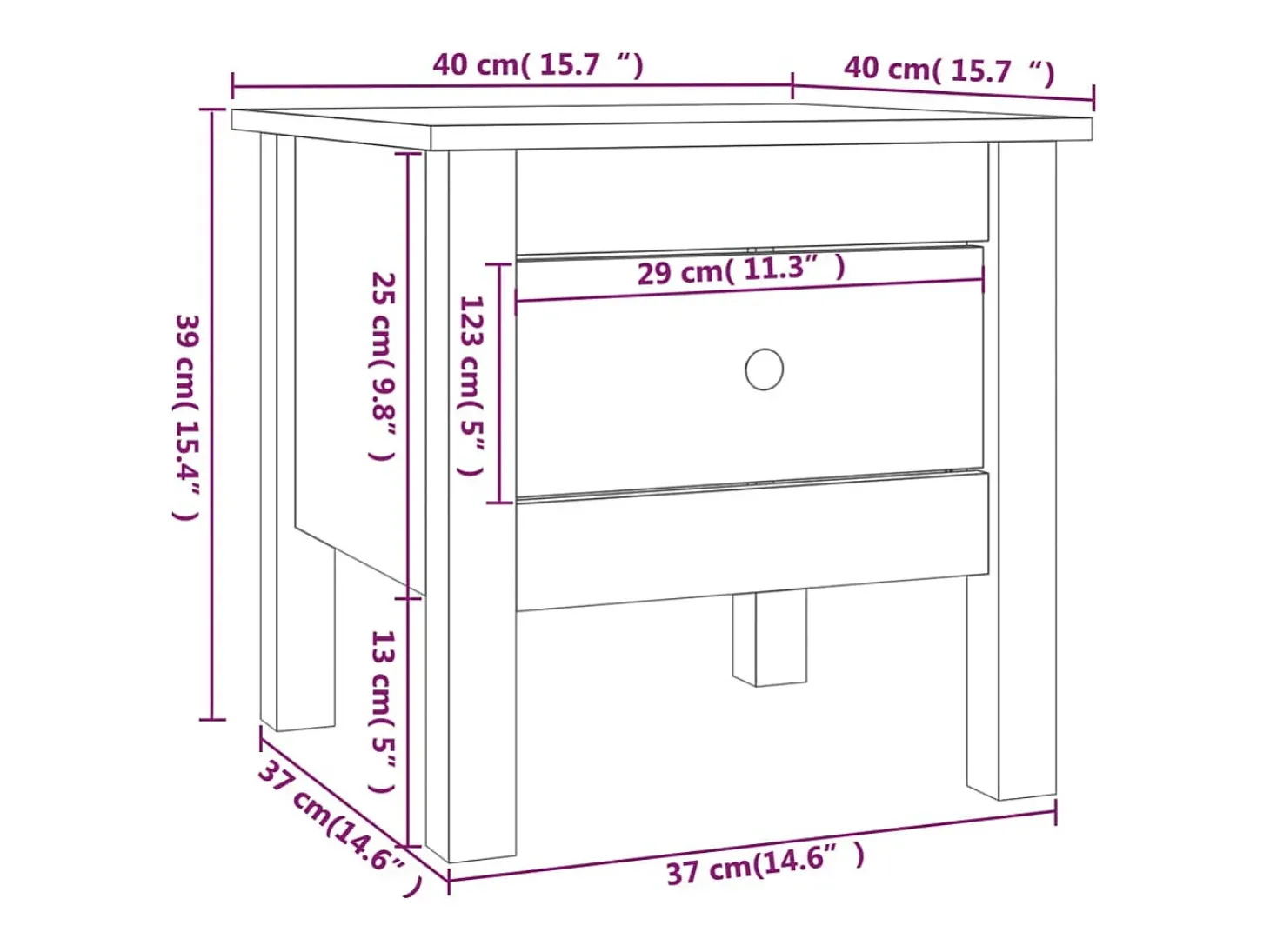 Mesas de apoio 2 pcs 40x40x39 cm pinho maciço castanho mel