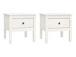 Mesas de apoio 2 pcs 50x50x49 cm madeira de pinho maciça Branco PT775900