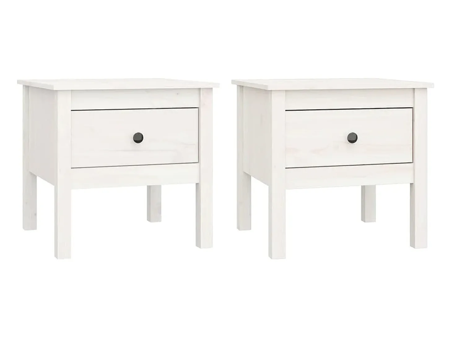 Mesas de apoio 2 pcs 50x50x49 cm madeira de pinho maciça Branco PT775900