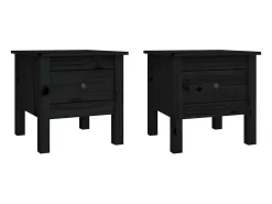Mesas de apoio 2 pcs 40x40x39 cm madeira de pinho maciça preto
