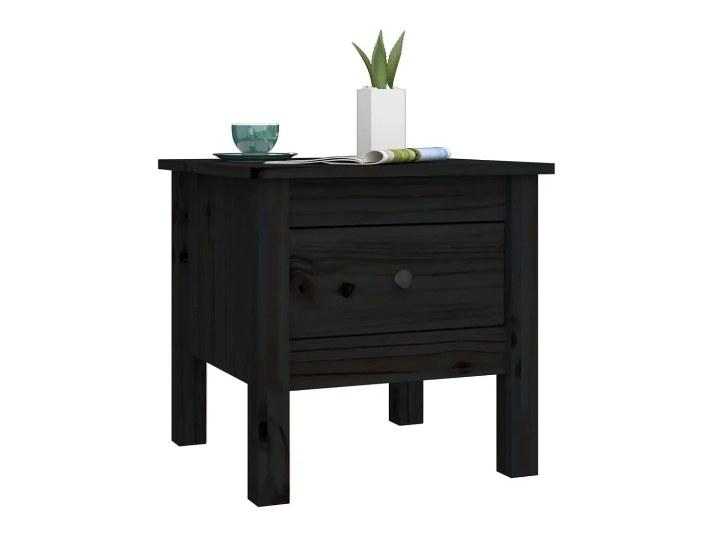 Mesas de apoio 2 pcs 40x40x39 cm madeira de pinho maciça preto PT734554