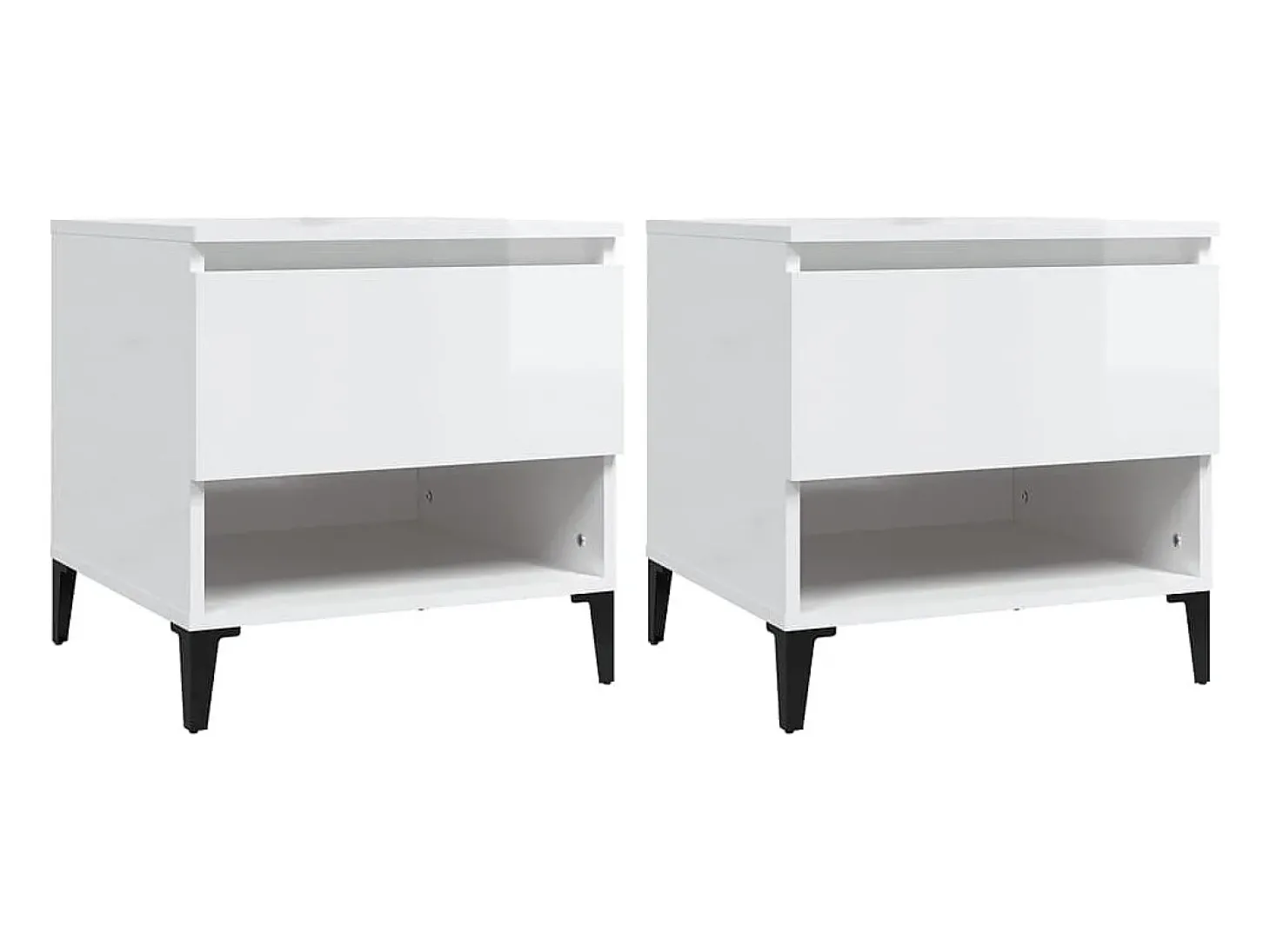 Mesas de apoio 2 pcs 50x46x50cm deriv. madeira branco brilhante