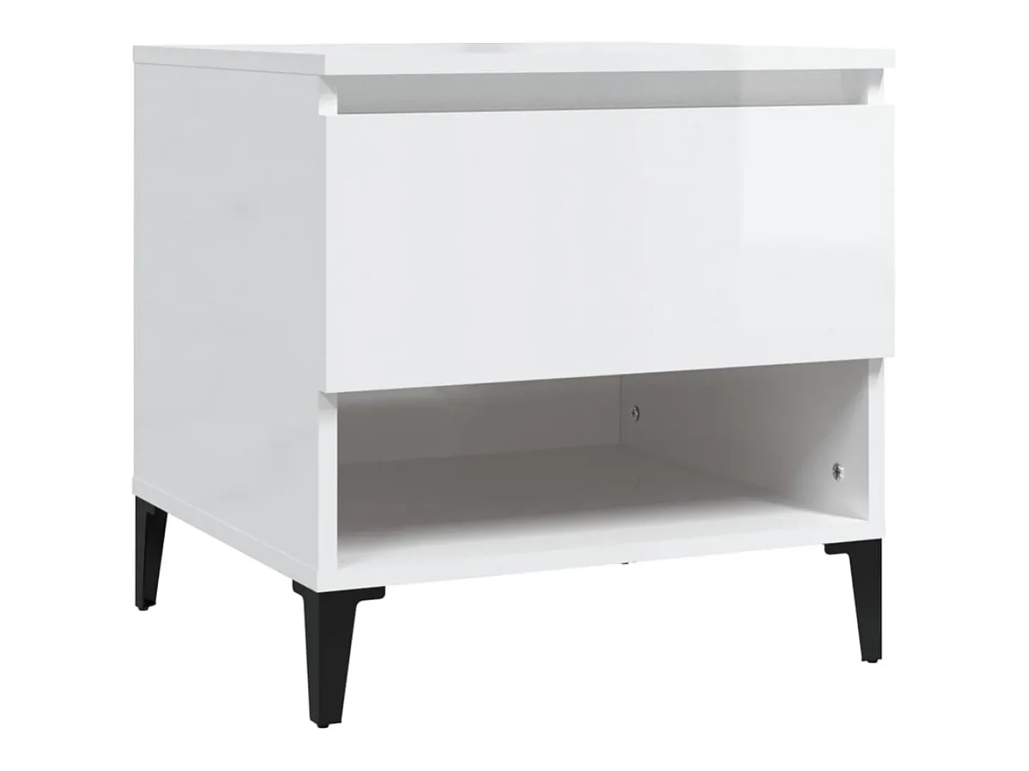 Mesas de apoio 2 pcs 50x46x50cm deriv. madeira branco brilhante