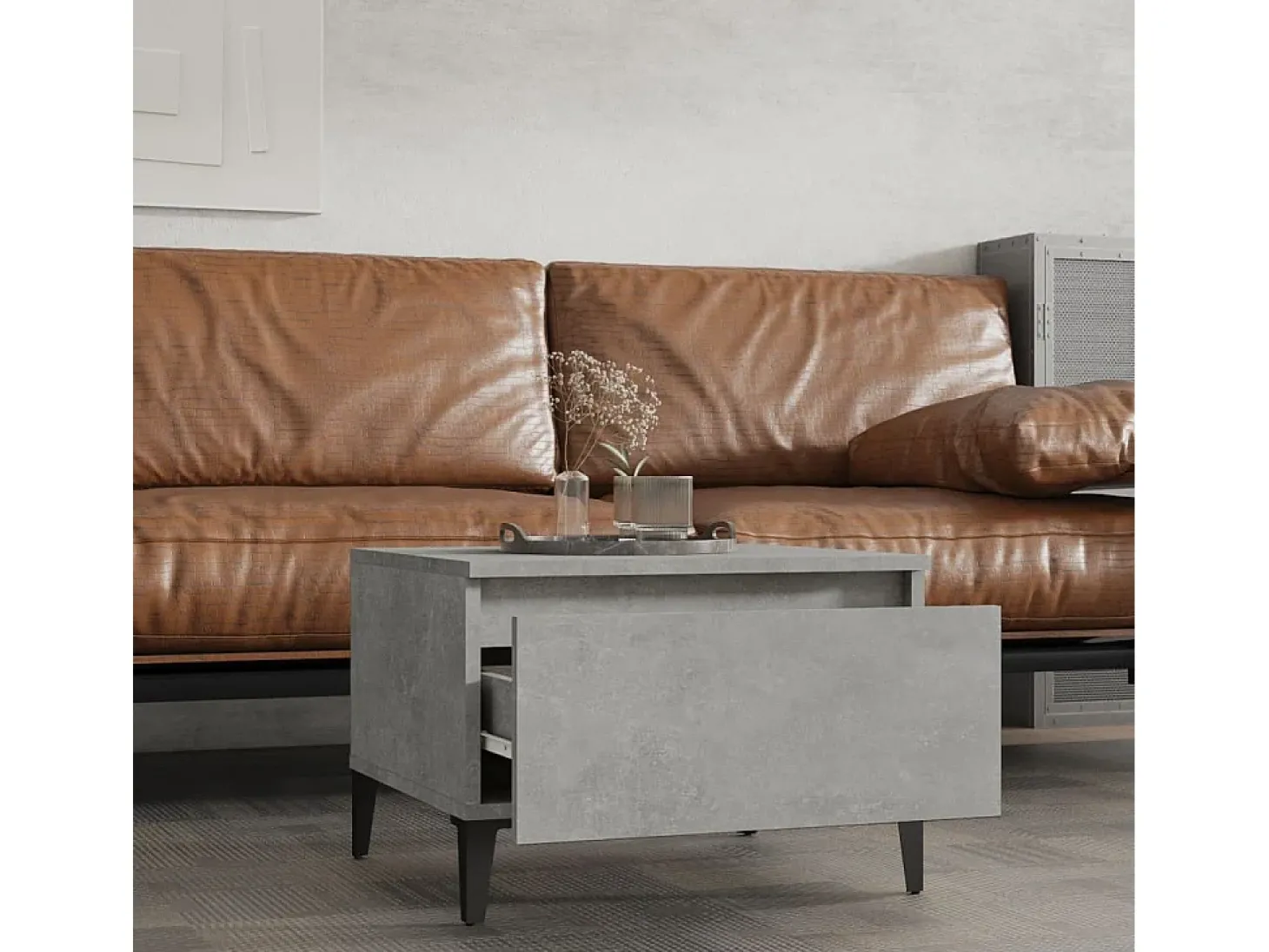 Mesas de apoio 2 pcs 50x46x35cm deriv. madeira cinzento-cimento PT456175