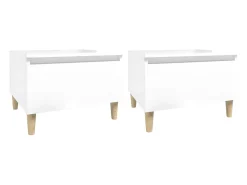Mesas de apoio 2 pcs 50x46x35cm deriv. madeira branco brilhante