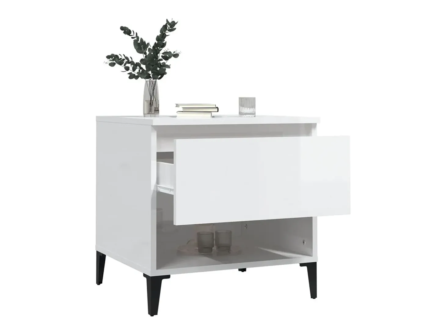 Mesas de apoio 2 pcs 50x46x50cm deriv. madeira branco brilhante PT224601