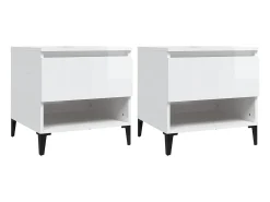 Mesas de apoio 2 pcs 50x46x50cm deriv. madeira branco brilhante PT224601