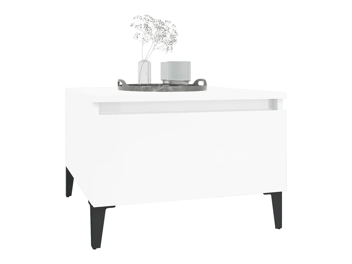 Mesas de apoio 2 pcs 50x46x35cm deriv. madeira branco brilhante PT921505