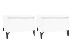 Mesas de apoio 2 pcs 50x46x35cm deriv. madeira branco brilhante PT921505