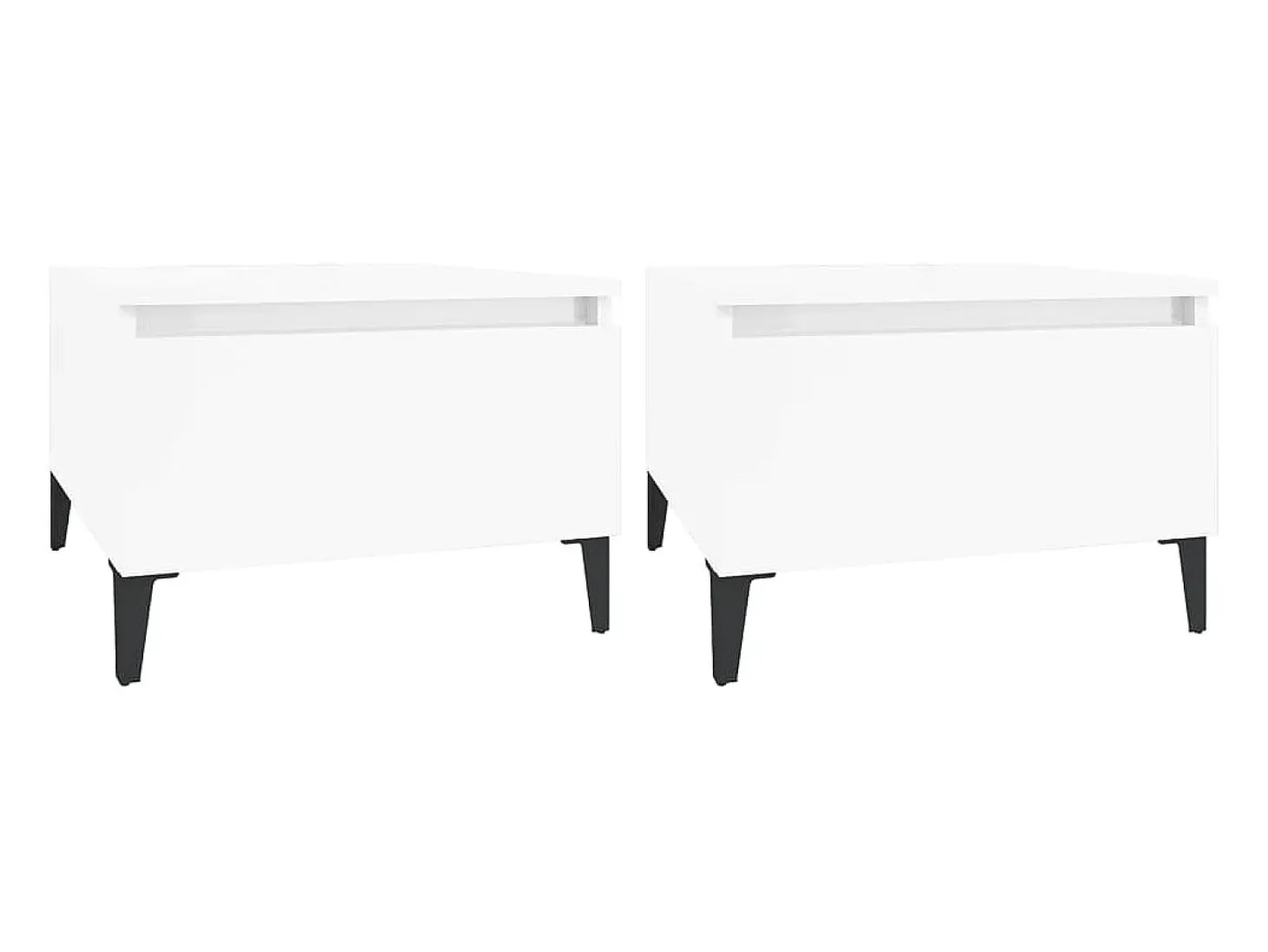 Mesas de apoio 2 pcs 50x46x35cm deriv. madeira branco brilhante PT921505