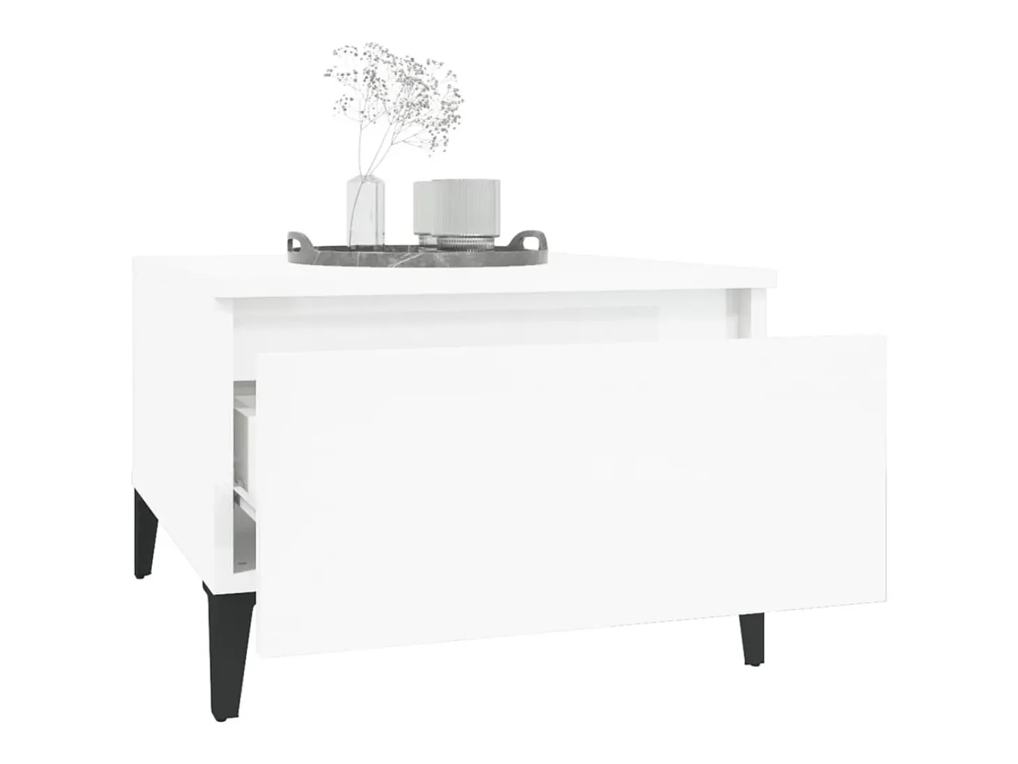 Mesas de apoio 2 pcs 50x46x35cm deriv. madeira branco brilhante PT921505