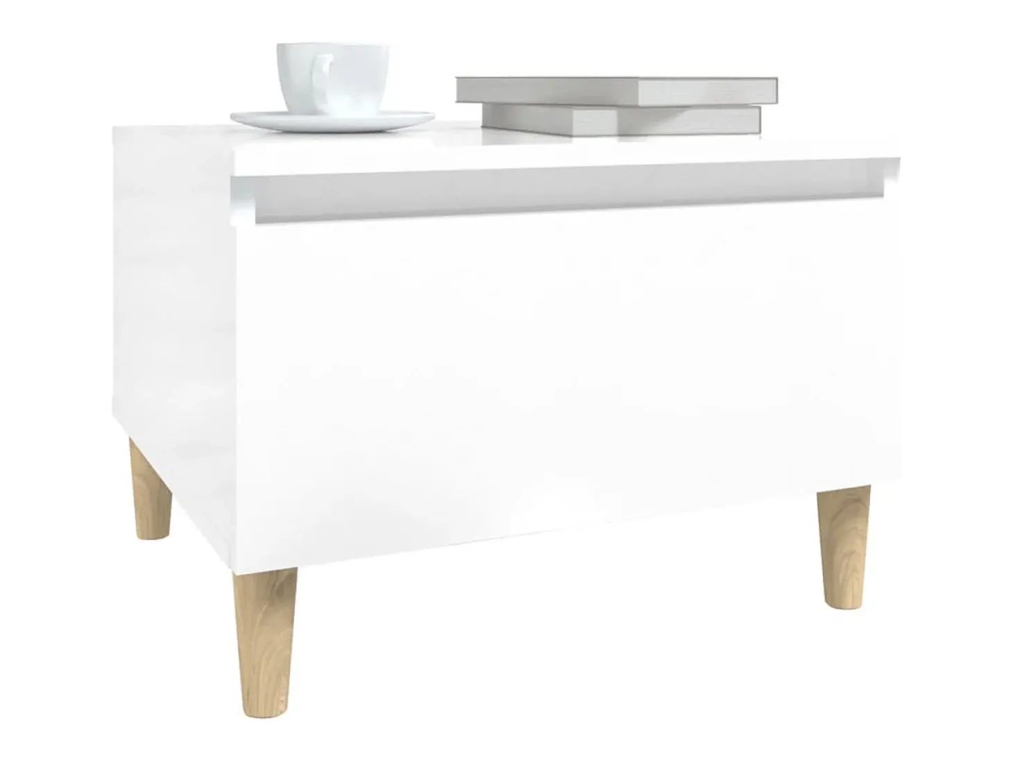 Mesas de apoio 2 pcs 50x46x35cm deriv. madeira branco brilhante PT723332