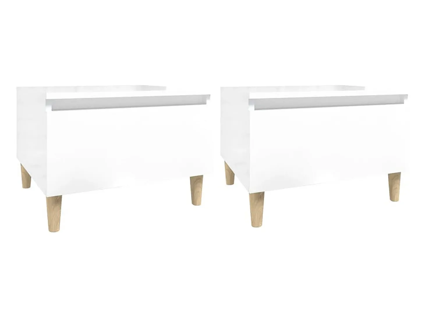 Mesas de apoio 2 pcs 50x46x35cm deriv. madeira branco brilhante PT723332
