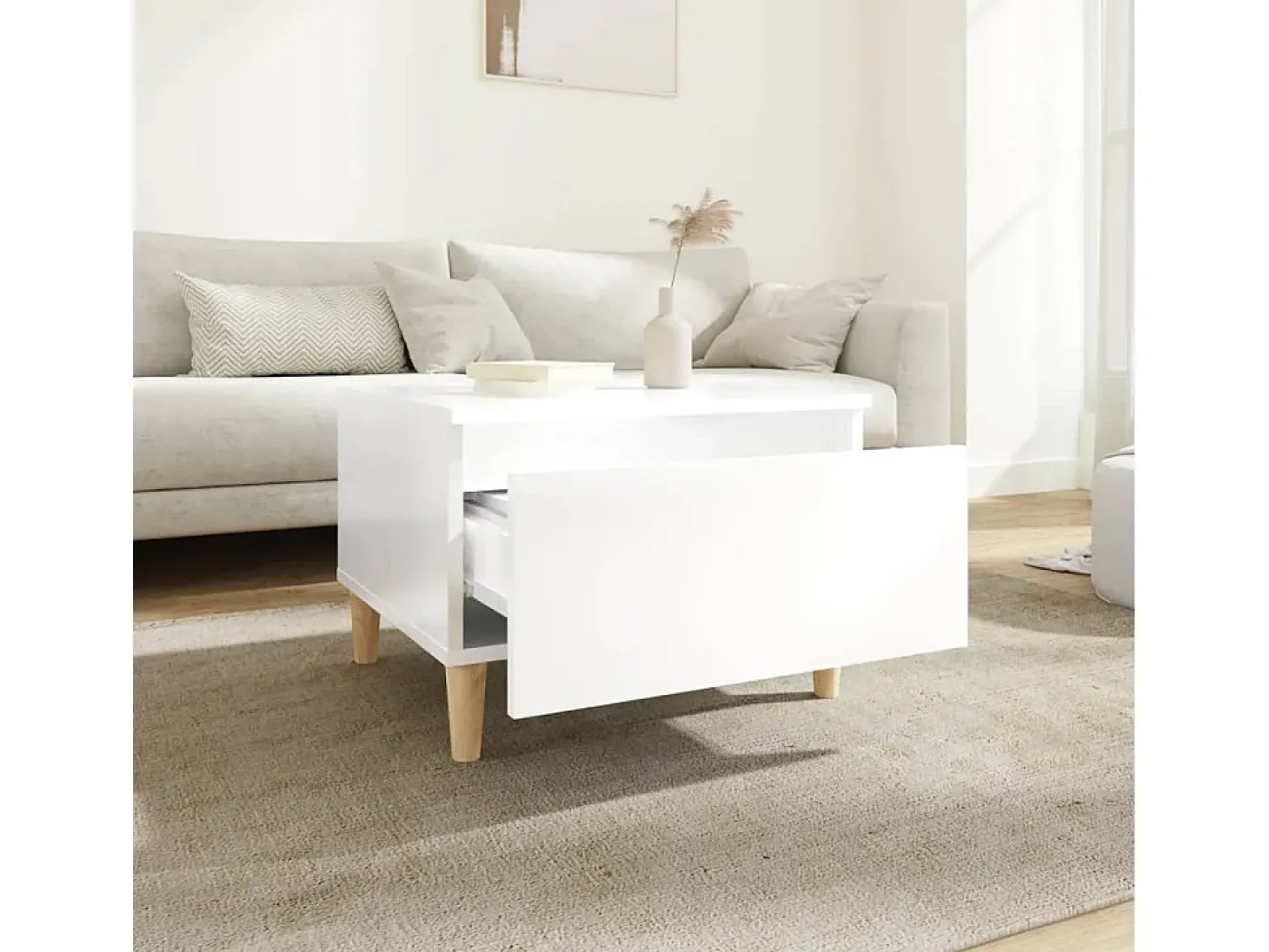 Mesas de apoio 2 pcs 50x46x35cm deriv. madeira branco brilhante PT723332