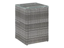 Mesas de apoio com tampo de vidro 3 pcs vime PE cinzento PT790374