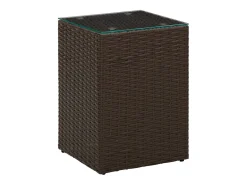 Mesas de apoio com tampo de vidro 3 pcs vime PE castanho PT589964