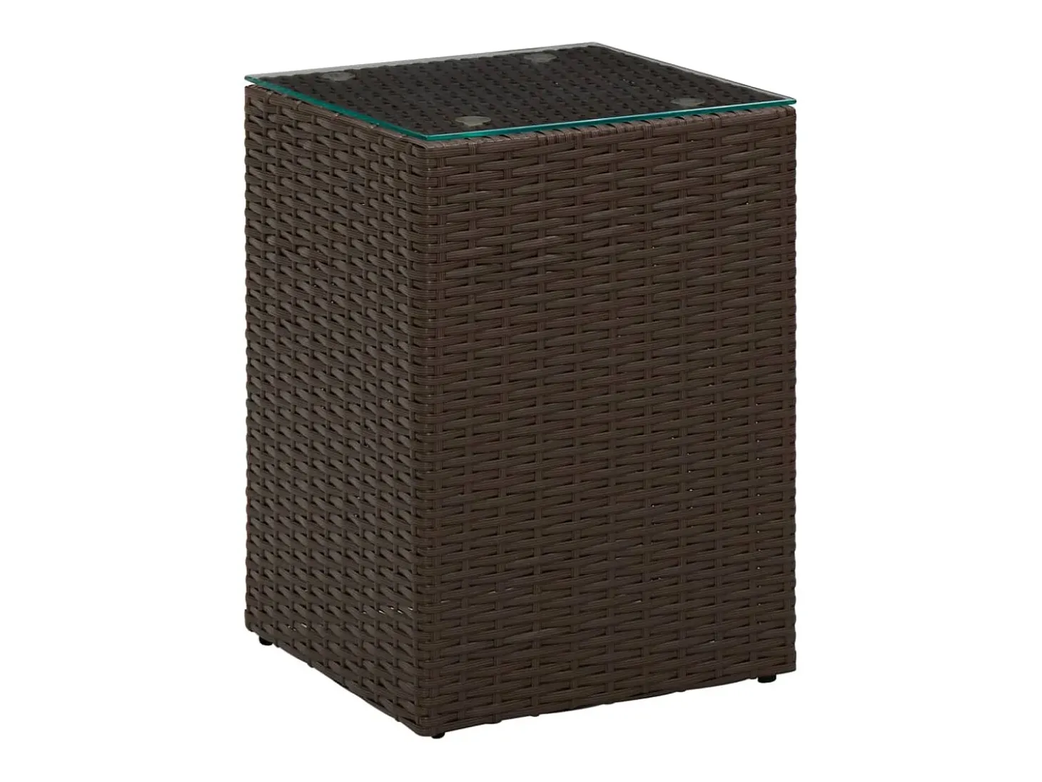 Mesas de apoio com tampo de vidro 3 pcs vime PE castanho PT589964