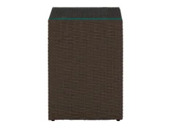 Mesas de apoio com tampo de vidro 3 pcs vime PE castanho PT589964
