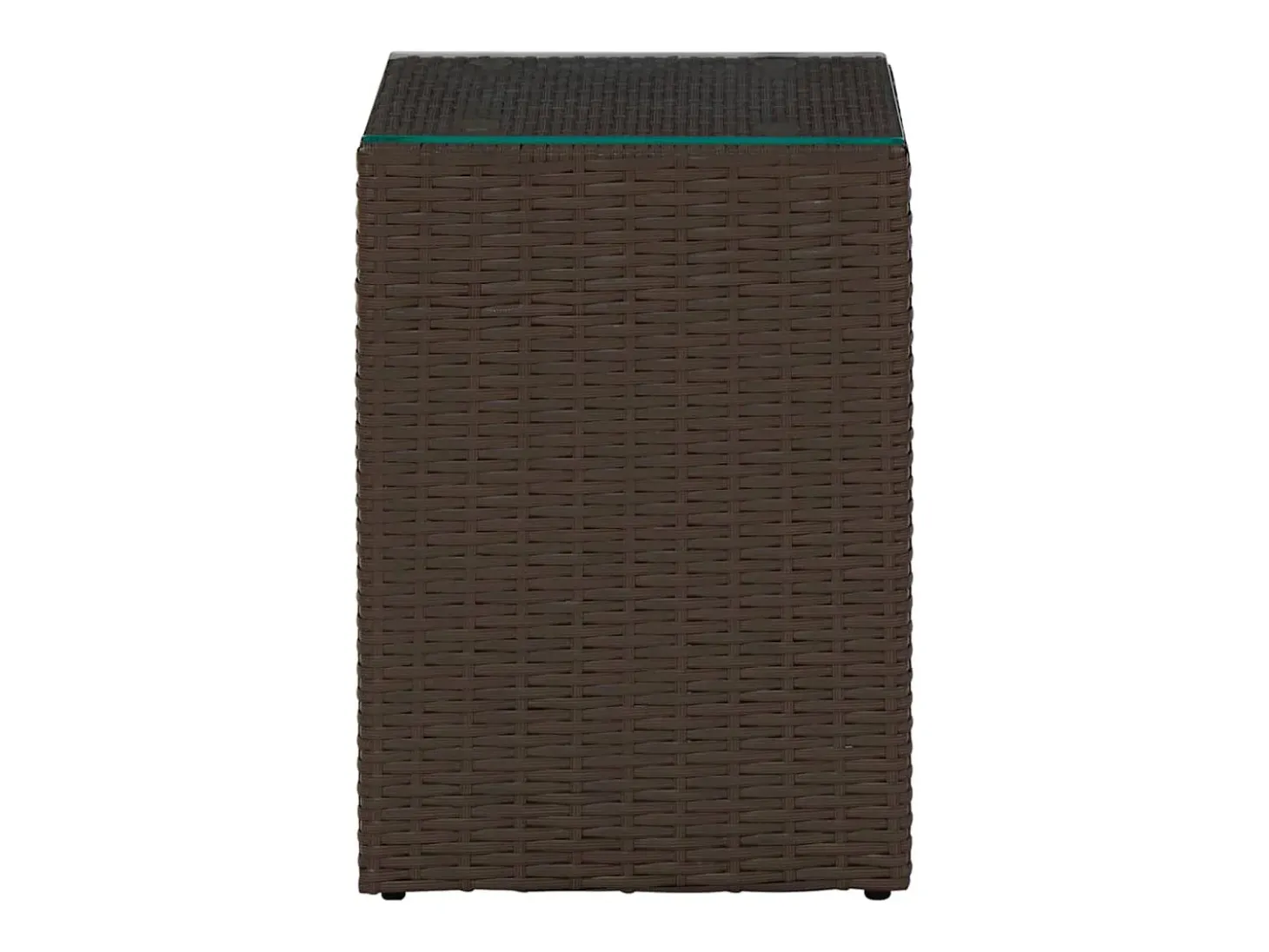 Mesas de apoio com tampo de vidro 3 pcs vime PE castanho PT589964