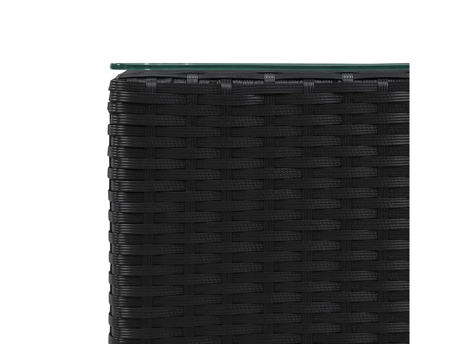 Mesas de apoio com tampo de vidro 3 pcs vime PE preto PT336357
