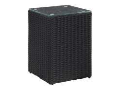 Mesas de apoio com tampo de vidro 3 pcs vime PE preto PT336357