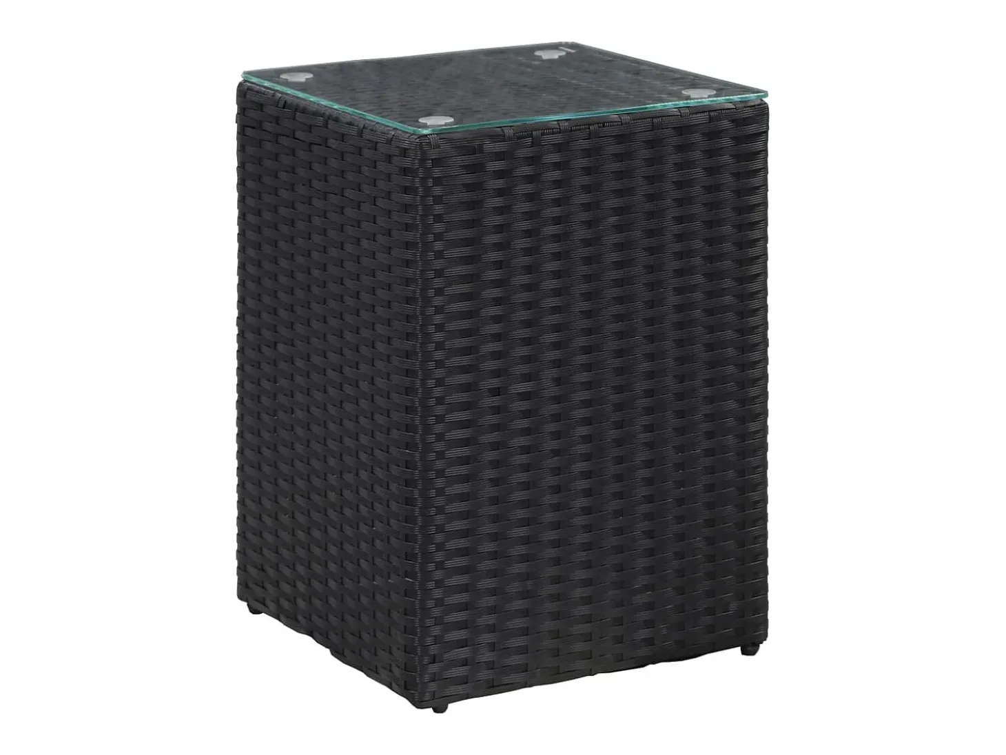 Mesas de apoio com tampo de vidro 3 pcs vime PE preto PT336357