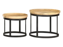 Mesas de apoio redondas 2 pcs madeira mangueira maciça e aço PT912898