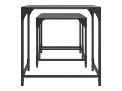 Mesas de Café Nesting 2 peças com tampo de vidro preto em aço