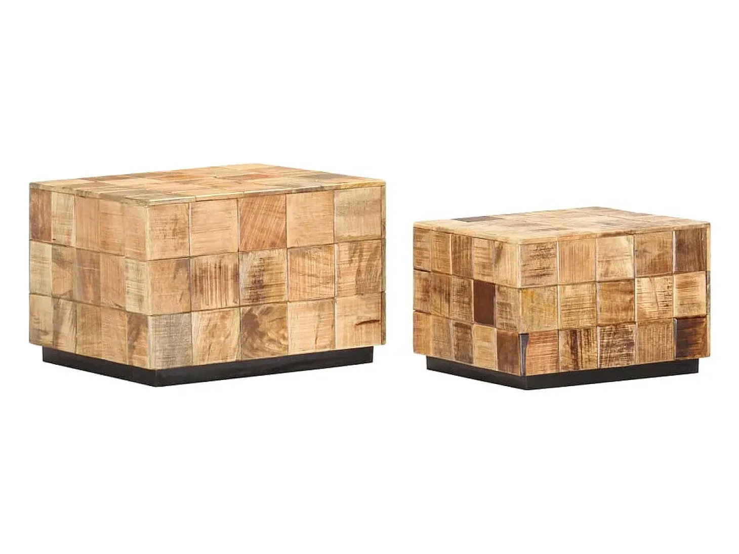 Mesas de centro 2 pcs c/ design blocos madeira mangueira áspera