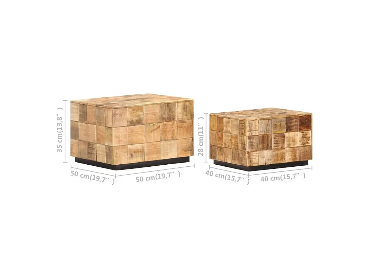 Mesas de centro 2 pcs c/ design blocos madeira mangueira áspera