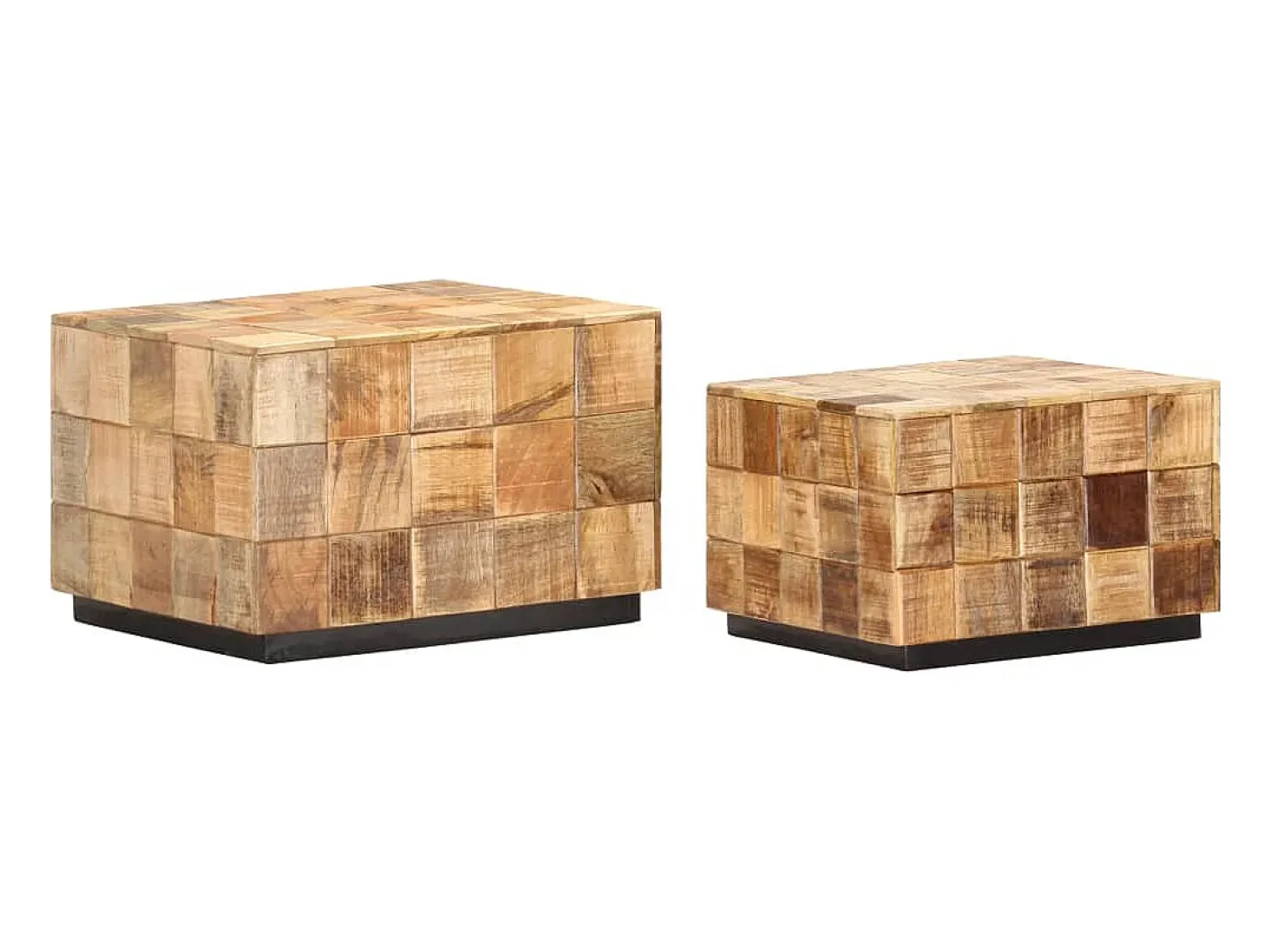 Mesas de centro 2 pcs c/ design blocos madeira mangueira áspera