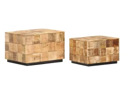 Mesas de centro 2 pcs c/ design blocos madeira mangueira áspera PT382806