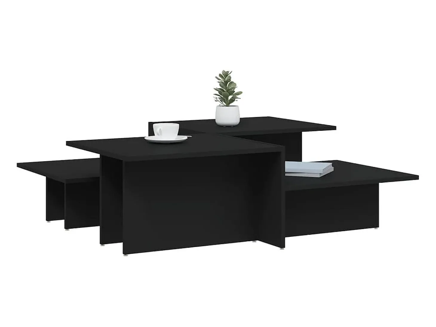 Mesas de centro 2 pcs derivados de madeira preto PT366028
