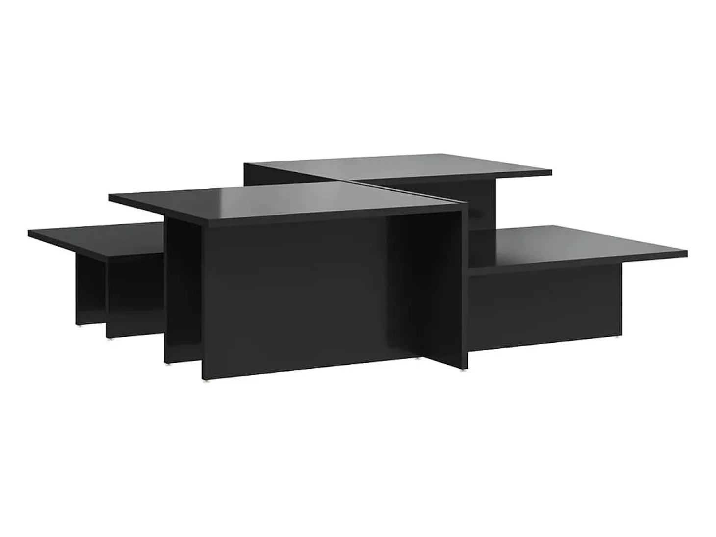 Mesas de centro 2 pcs derivados de madeira preto brilhante