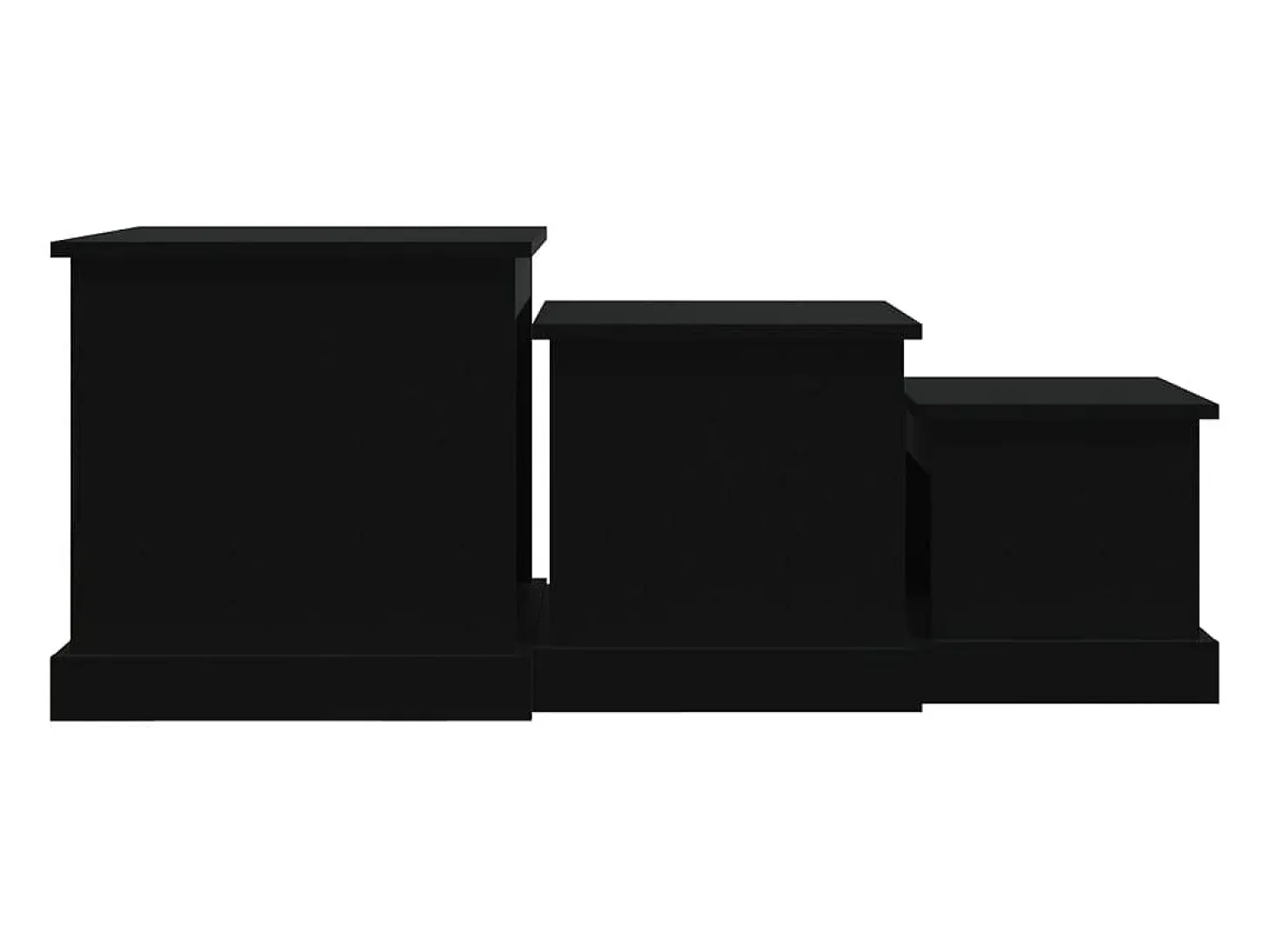 Mesas de centro 3 pcs derivados de madeira preto