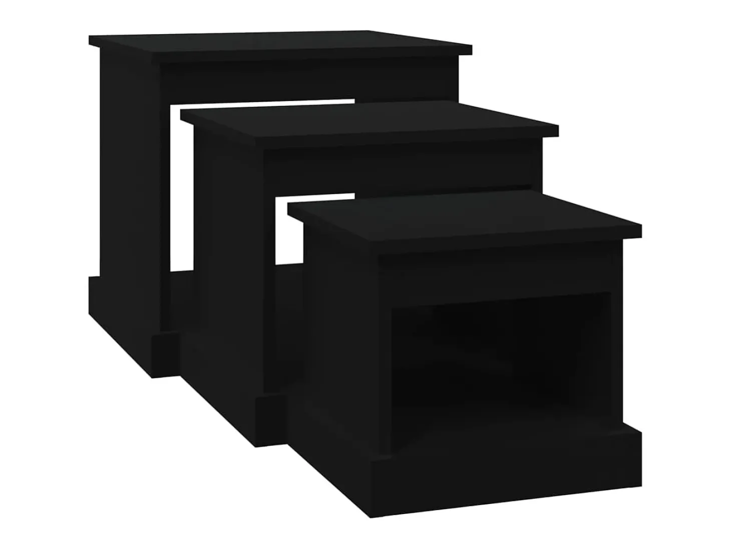 Mesas de centro 3 pcs derivados de madeira preto
