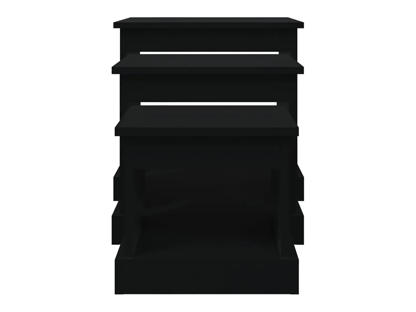 Mesas de centro 3 pcs derivados de madeira preto