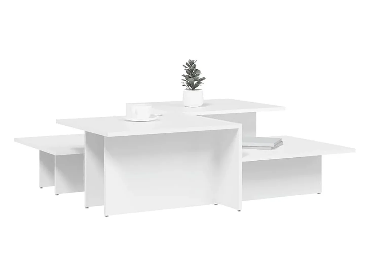 Mesas de centro 2 pcs derivados de madeira branco PT258718