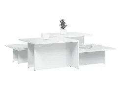 Mesas de centro 2 pcs derivados de madeira branco brilhante PT205866