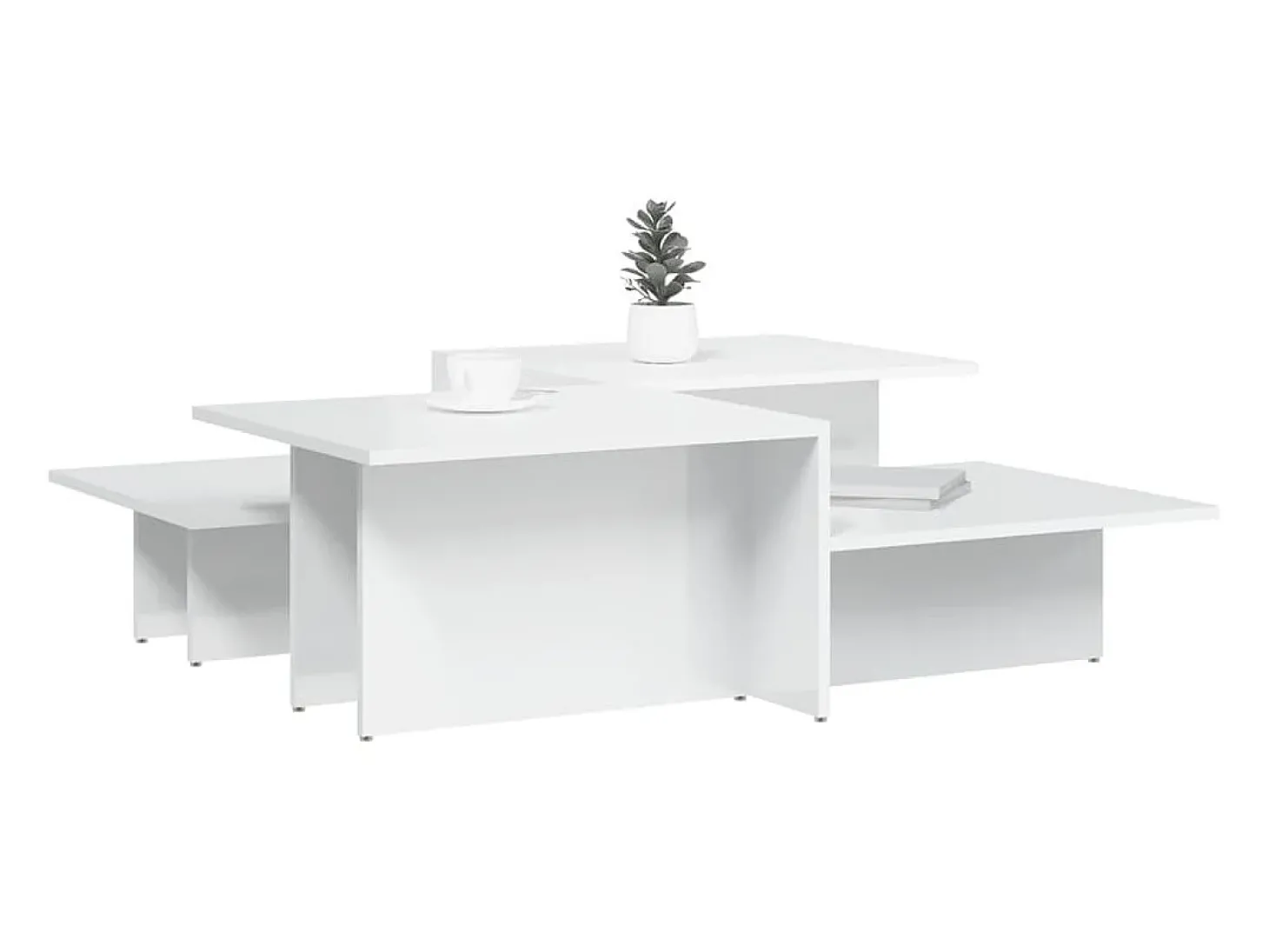 Mesas de centro 2 pcs derivados de madeira branco brilhante PT205866
